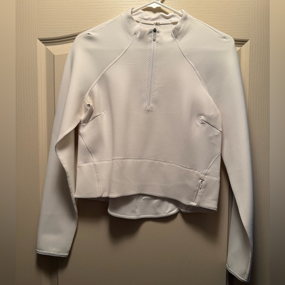Lululemon Kicking Asphalt Half-Zip White Cropped Jacket, Size 6